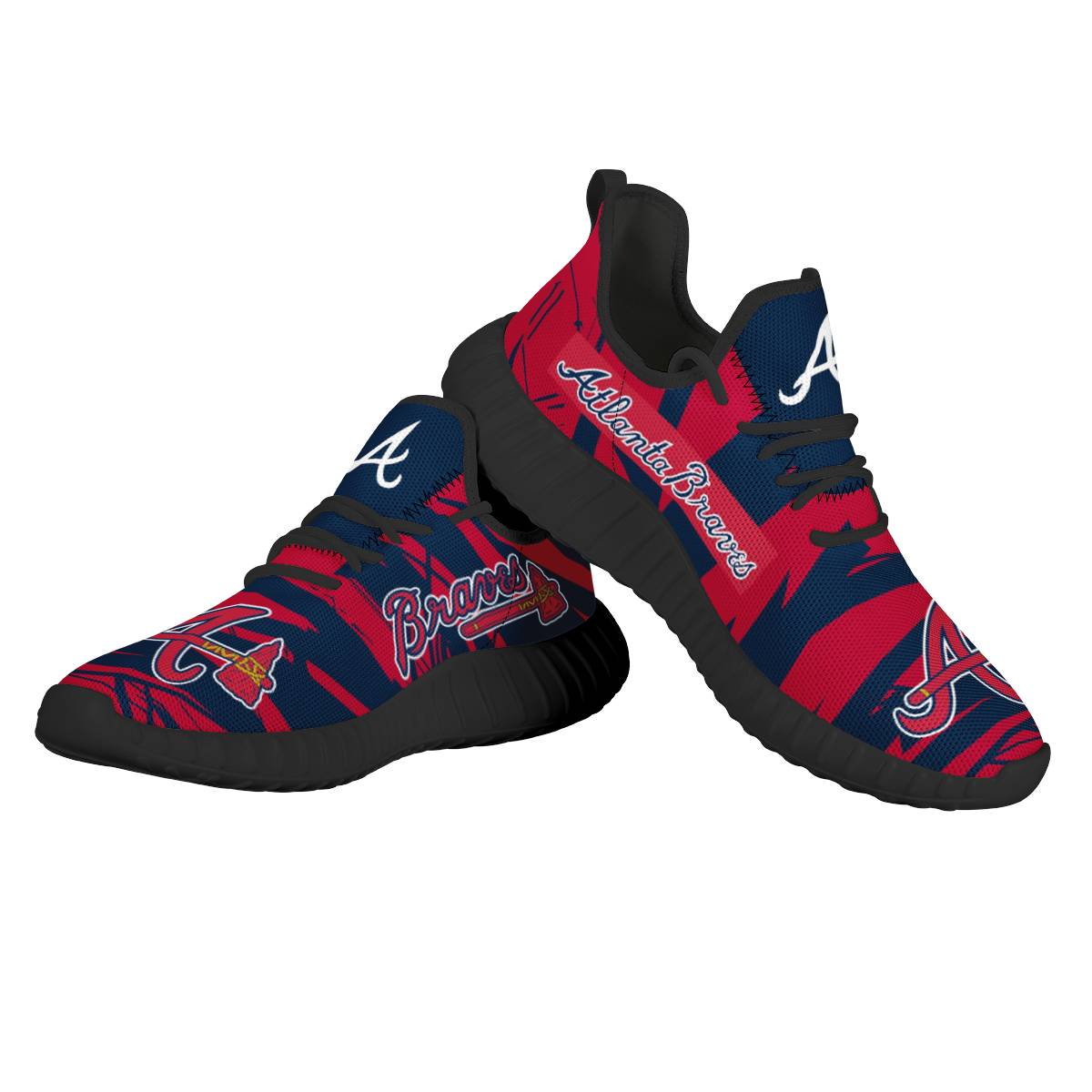 Men's Atlanta Braves Mesh Knit Sneakers/Shoes 004